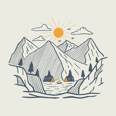 Good view of mountains graphic illustration vector art t-shirt design