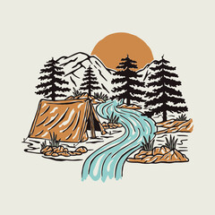 Morning in the nature graphic illustration vector art t-shirt design