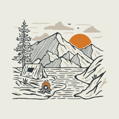 Camping in the good nature graphic illustration vector art t-shirt design