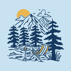 Chill and enjoying nature graphic illustration vector art t-shirt design