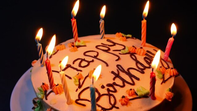 people blow birthday cake candle flame in anniversary party happy celebrate event