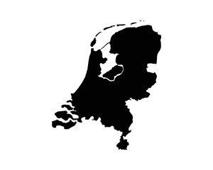 Netherlands Map. Dutch Country Map. Black and White Holland National Nation Outline Geography Border Boundary Shape Territory Vector Illustration EPS Clipart