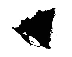 Nicaragua Map. Nicaraguan Country Map. Black and White National Nation Outline Geography Border Boundary Shape Territory Vector Illustration EPS Clipart
