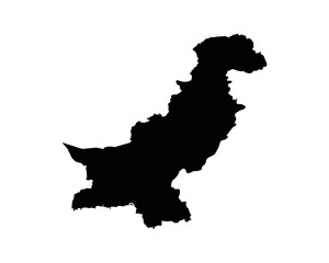 Pakistan Map. Pakistani Country Map. Black and White National Nation Geography Outline Border Boundary Territory Shape Vector Illustration EPS Clipart