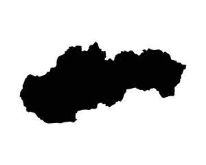 Slovakia Map. Slovak Country Map. Black and White Slovak Republic National Nation Geography Outline Border Boundary Territory Shape Vector Illustration EPS Clipart