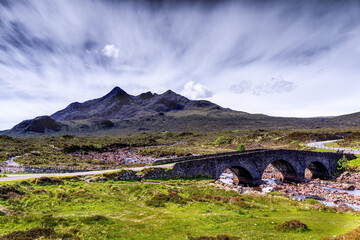 Fairy-tale landscape, The Sligachan Bridge, Isle of Skye, Scotland