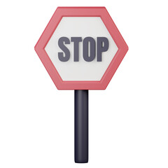 3D stop sign icon illustration