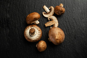 Mushrooms on slate