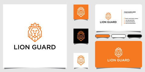 Fototapeta premium Geometric Lion Shield logo with business card