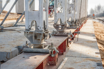 Support scaffolding system at bridge construction.