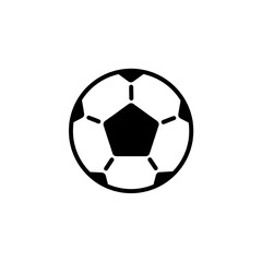 Soccer ball flat line icon. Vector black pictogram isolated on white background.