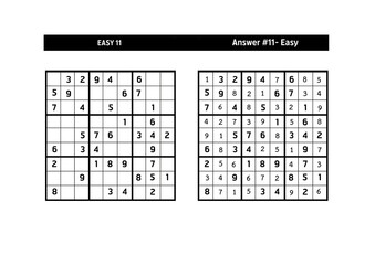 Sudoku puzzle game.Sudoku puzzle with a solution - EASY LEVEL