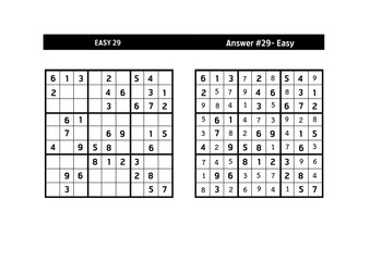 Sudoku puzzle game.Sudoku puzzle with a solution - EASY LEVEL