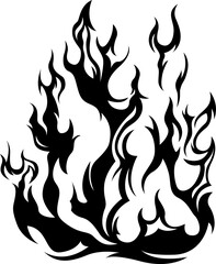 Fire flames isolated on white background. Tribal tattoo design.