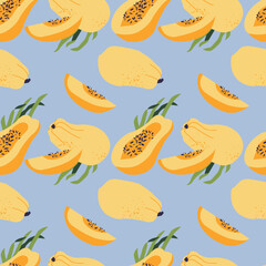 Vector seamless pattern with papaya fruits. Abstract design for paper, cover, fabric.