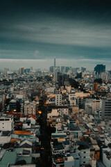 Aerial view of Ho Chi Minh City, commonly known by its previous name, Saigon is the largest and most populous city in Vietnam. Travel and business concept