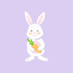 Cute happy bunny with carrot illustration