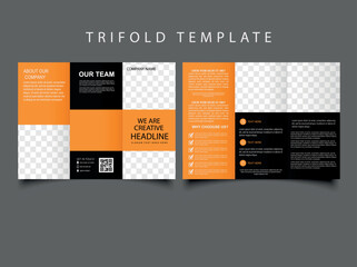 Corporate tri-fold brochure template design. Vector graphics.