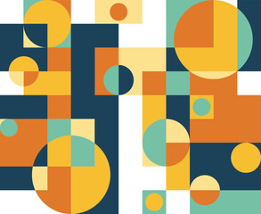 Abstract pattern, Bauhaus style geometric background design, for web design, business card, invitation, poster, landing page, cover, poster, print. Circles, triangles and square lines.