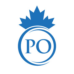 Letter PO Maple Leaf Logo Template Symbol Canadian Business, Company Logo Concept Vector Template