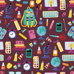 Seamless pattern back to school. Design for fabric, textile, wallpaper, packaging.	