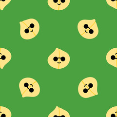 Cute cartoon style chickpeas, chick pea seeds characters wearing sunglasses vector seamless pattern background.
