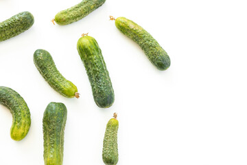 Fresh cucumber background. Green cucumbers on white background