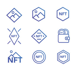 Obraz premium Gradient NFT set of icons for web design