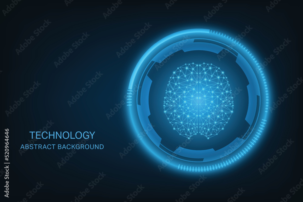 Aufkleber vector abstract technology background. artificuial intelligence concept. brain on circuit board.