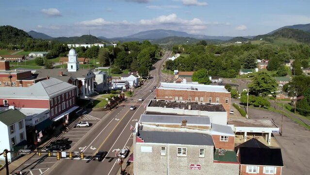 aerial high shot orbit of lebanon virginia