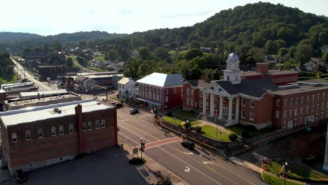 Orbit aerial of lebanon virginia, small town america, hometown