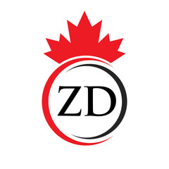 Letter ZD Maple Leaf Logo Template Symbol Canadian Business, Company Logo Concept Vector Template