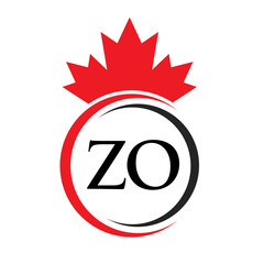 Letter ZO Maple Leaf Logo Template Symbol Canadian Business, Company Logo Concept Vector Template