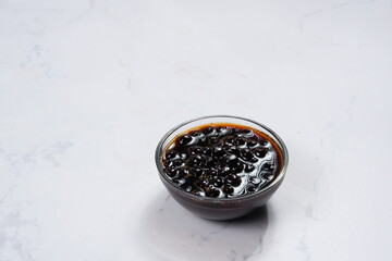 Fototapeta na wymiar black tapioca pearl for boba milk tea