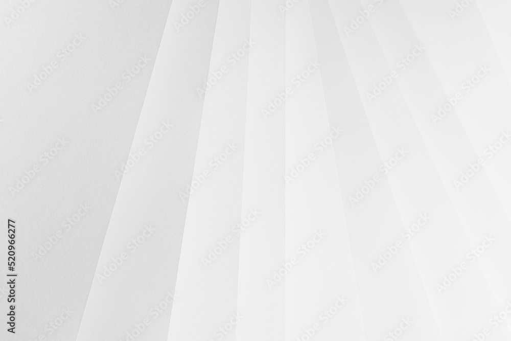Poster white abstract geometric background with soft light paper stripes or surfaces as radial pattern in e