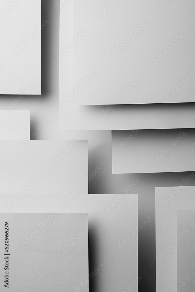 Poster white abstract geometric background with white paper sheets soar as abstract spaces with rectangles,