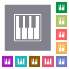 Piano keyboard alternate square flat icons