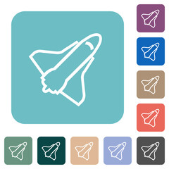 Space shuttle outline rounded square flat icons