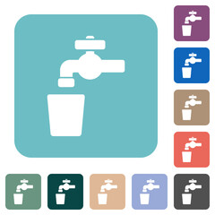 Drinking water rounded square flat icons