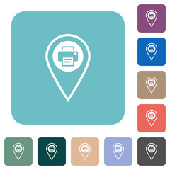 Print GPS location rounded square flat icons