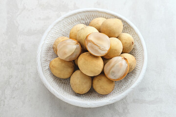 Duku fruits, is a type of fruit that belongs to the Meliaceae tribe. This plant comes from western Southeast Asia. Selected focus.