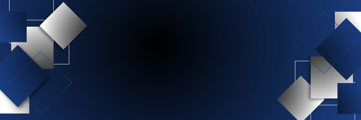 High contrast blue and gray glossy stripes. Abstract tech graphic banner design. Vector corporate background