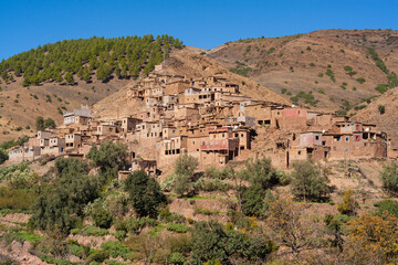 Fototapeta na wymiar Berber village in the Atlas mountains, Morocco