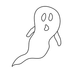 Vector illustration of a cute ghost. Outline doodle illustration