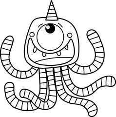One eyed octopus monster clipart