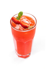 Summer drink strawberry lemonade with green mint