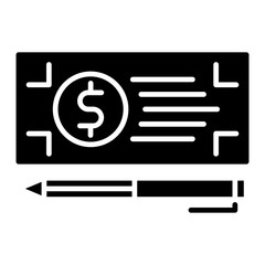 Bank check payment icon