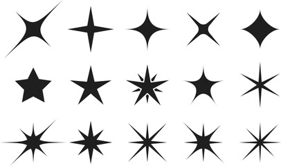 Star shapes collection, glam glittering effect for design