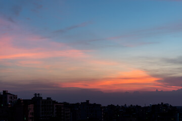 Beautiful sunset glow with mixed color in the sky 