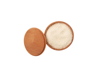 Amaranth Flakes in wooden bowl, top view. Amaranth Flakes contain all essential amino acids. Good source of complete protein, ingredient for healthy smoothies